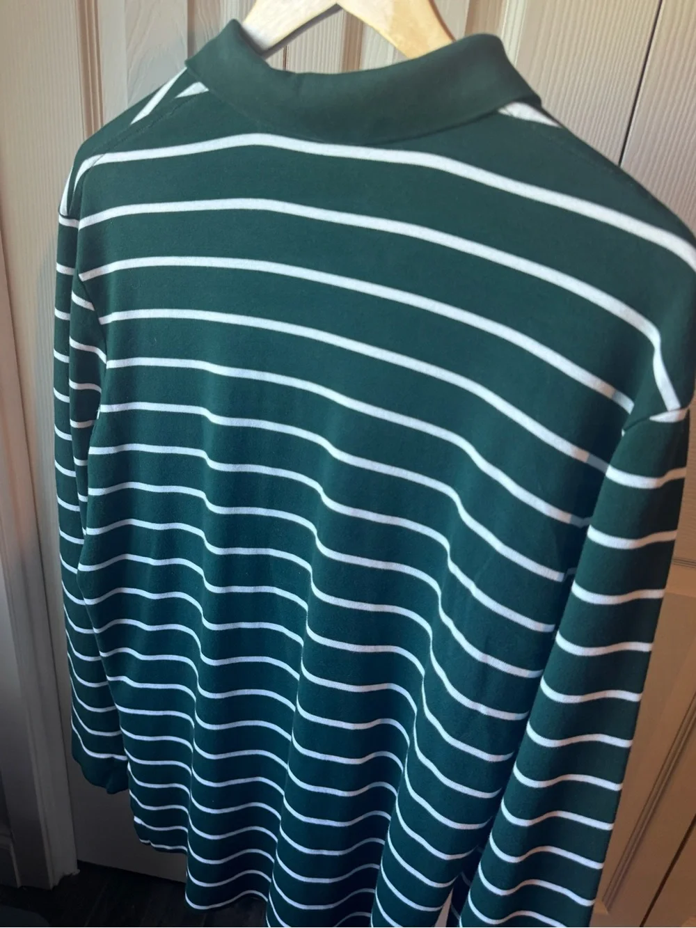 Ralph Lauren Forest Green & White Striped Long-Sleeve Polo